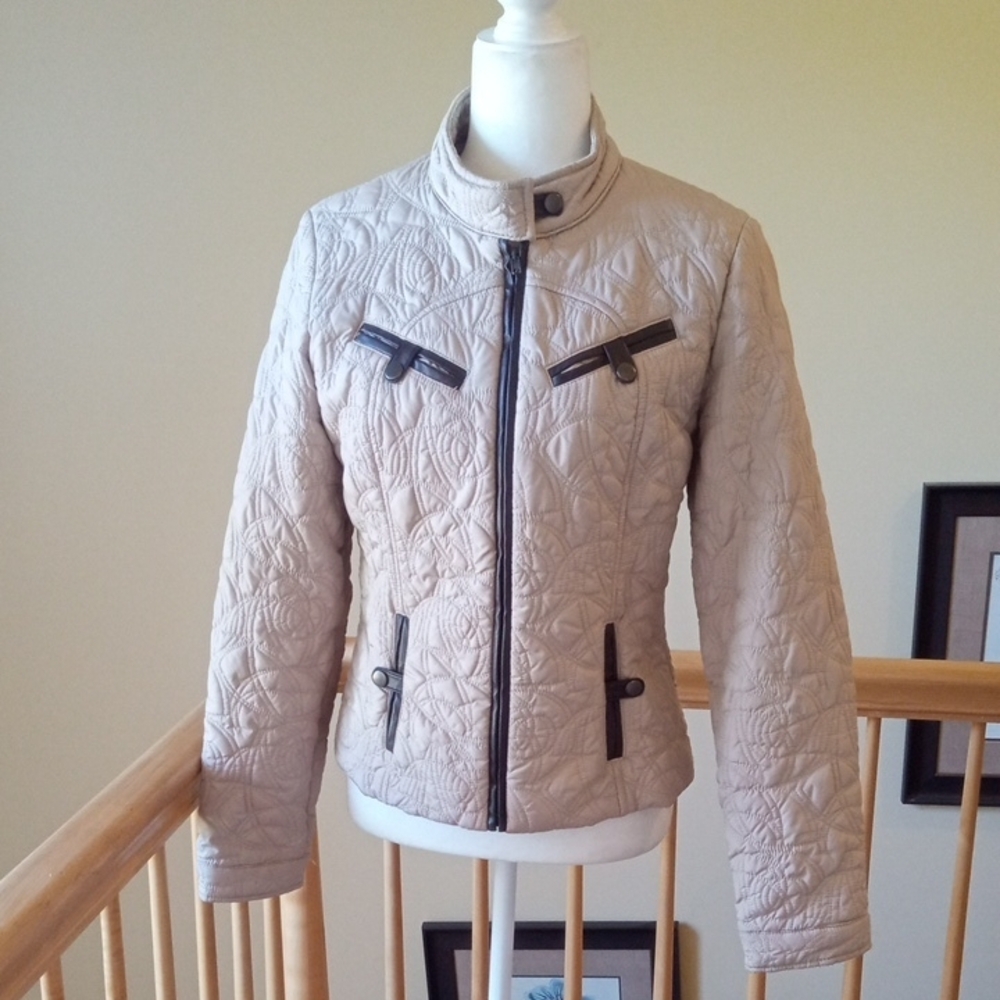 Mudd Beige Quilted Bomber Jacket